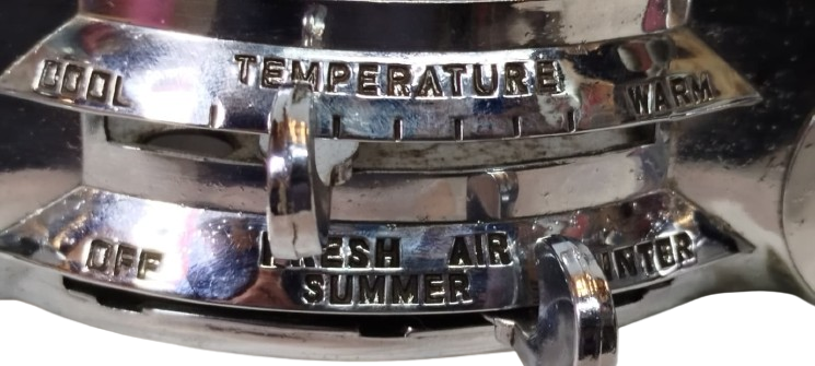 1949 ORİJİNAL MOPAR KROM KLİMA KONTROL PANELİ - CHRYSLER DESOTO DODGE PLYMOUTH - AMERİKAN KLASİK OTOMOBİL PARÇASI