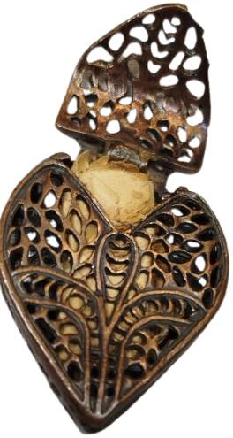 19.YÜZYIL OSMANLI DÖNEMİ ORİJİNAL BRONZ HAMAYIL KOLYE UCU AÇILIR KAPAKLI MUSKA KABI ÇOK NADİR