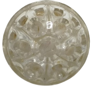 1950 ORİJİNAL CAM ÇİÇEK KURBAĞASI KUBBE ŞEKLİNDE 19 GÖZLÜ VAZO APARATI VİNTAGE FLOWER FROG