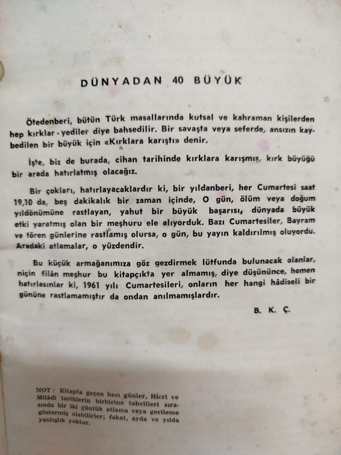 1960 DUNYADAN KIRK BUYUK AKBANK KÜLTÜR YAYINLARI TARAFINDAN YAYIMLANMIŞ