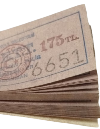1950 LER SONU İSTANBUL İETT OTOBÜS BİLET KOÇANI 50 ADET KULLANILMAMIŞ ORİJİNAL BİLET 175 KURUŞLUK