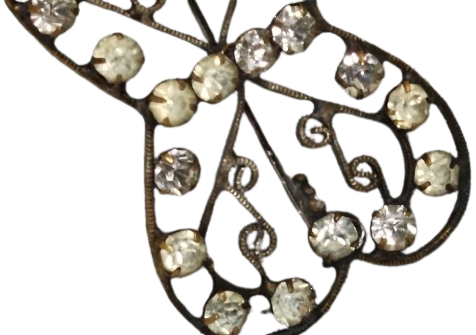 1970 İSTANBUL İŞİ EL YAPIMI TELKÂRİ KELEBEK BROŞ  MİHLAMA TAŞLI GÜMÜŞ ÜZERİ ALTIN KAPLAMA  NADİR PARÇA