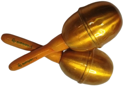 1980 DÖNEMİ ŞEKERBANK LOGOLU ORİJİNAL ÇİFT MARACAS - AHŞAP SAPLI ALÜMİNYUM GÖVDELİ - KOLEKSİYONLUK