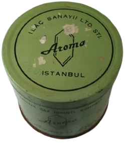 1960 AROMA İLAÇ SANAYİİ LTD. ŞTİ. MARKALI STERİLİZE GAZ İDROFİL KOMPRES  TENEKE KAPAKLI KUTU