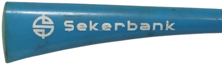 1980 DÖNEMİ ŞEKERBANK REKLAMLI TÜFEK FORMLU DEV TÜKENMEZ KALEM ÇALIŞIR DURUMDA KOLEKSİYONLUK