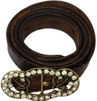 1950 DÖNEMİ İSTANBUL İŞİ EL YAPIMI MIHLAMA TAŞLI BAYAN KEMER TOKASI  ORİJİNAL DERİ KEMER NADİR KOLEKSİYONLUK