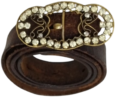 1950 DÖNEMİ İSTANBUL İŞİ EL YAPIMI MIHLAMA TAŞLI BAYAN KEMER TOKASI  ORİJİNAL DERİ KEMER NADİR KOLEKSİYONLUK