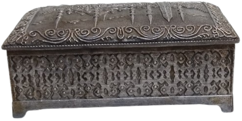 1960 DÖNEMİ GARANTİ ALÜMİNYUM DÖKÜM SULTANAHMET KABARTMALI KUTU ORİJİNAL KAPAĞI VE YAZISI İLE NADİR