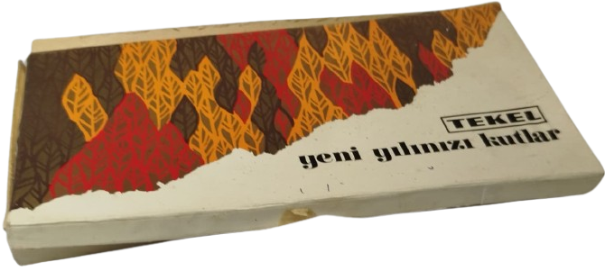 1960’LAR SONU ORİJİNAL TEKEL YENİ YIL KUTLAMA KUTUSU - “Yeni Yılınızı Kutlar” BASKILI - BOŞ KOLEKSİYONLUK