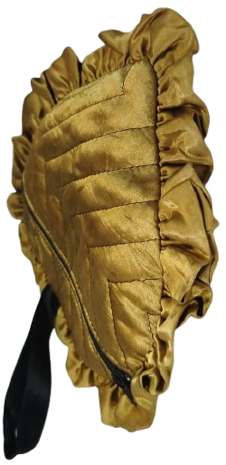 1980 SATEN SARI RENK TESBİH SAKLAMA KESESİ KALP SEKLİNDE YANDAN FERMUARLI