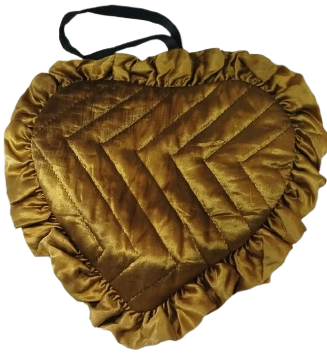 1980 SATEN SARI RENK TESBİH SAKLAMA KESESİ KALP SEKLİNDE YANDAN FERMUARLI