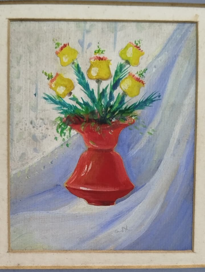 VAZODA CİCEKLER KENDİ CERCEVESİNDE TABLO SANATCI İSİ İMZASIZ