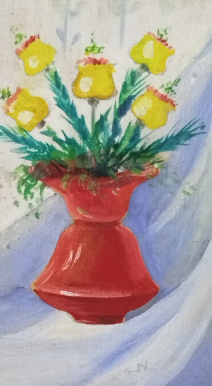 VAZODA CİCEKLER KENDİ CERCEVESİNDE TABLO SANATCI İSİ İMZASIZ