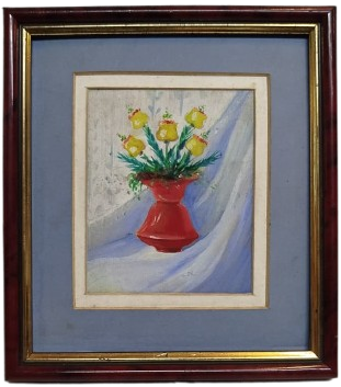 VAZODA CİCEKLER KENDİ CERCEVESİNDE TABLO SANATCI İSİ İMZASIZ