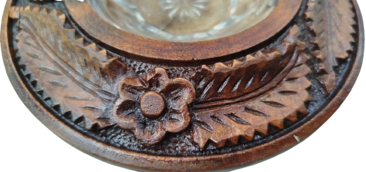 OSMANLI AHSAP UZERİ EL OYMASI KOLEKSİYONLUK MASA ÜSTÜ KÜL TABLASI (KÜLLÜK)