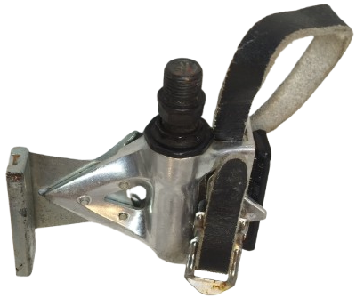 1980 SHIMANO PD-A550 (K20425) JAPAN ÇİFT PEDAL - REFLEKTÖRLÜ + ORİJİNAL DERİ TOE-CLIP KAYIŞLI KOLEKSİYONLUK