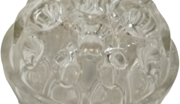 1950 ORİJİNAL CAM ÇİÇEK KURBAĞASI KUBBE ŞEKLİNDE 19 GÖZLÜ VAZO APARATI VİNTAGE FLOWER FROG