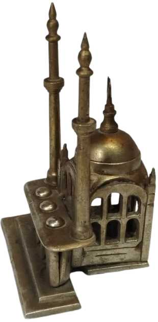 950-60 DÖNEMİ ORİJİNAL ÇİFT MİNARELİ CAMİ GECE LAMBASI TAM PİRİNÇ DÖKÜM