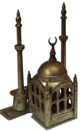 950-60 DÖNEMİ ORİJİNAL ÇİFT MİNARELİ CAMİ GECE LAMBASI TAM PİRİNÇ DÖKÜM
