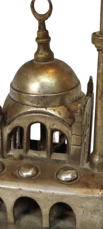 950-60 DÖNEMİ ORİJİNAL ÇİFT MİNARELİ CAMİ GECE LAMBASI TAM PİRİNÇ DÖKÜM