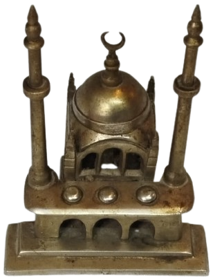 950-60 DÖNEMİ ORİJİNAL ÇİFT MİNARELİ CAMİ GECE LAMBASI TAM PİRİNÇ DÖKÜM