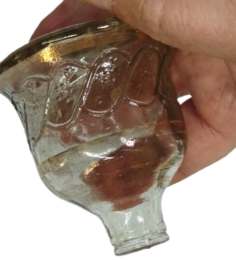 1880-1910 DÖNEMİ OSMANLI EL YAPIMI KABARTMALI PARFÜM / LOSYON KOLONYA  ŞİŞESİ NADİR