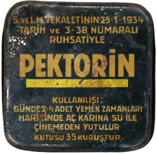 1934-1940 DÖNEMİ ORİJİNAL PEKTORİN TENEKE KUTU BEŞİR KEMAL PELİN & MAHMUD CEVAD PELİN ECZANE DAMGALI ÇOK NADİR
