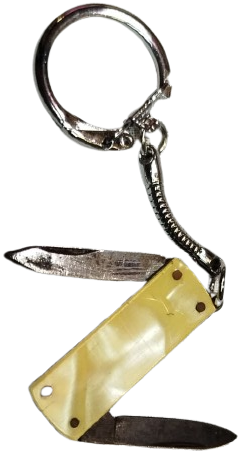 960-70 DÖNEMİ SEDEF KAPLAMA ÇİFT AĞIZLI MİNYATÜR ÇAKI ANAHTARLIK  6 CM KAPALI HALİ TAM KOLEKSİYONLUK