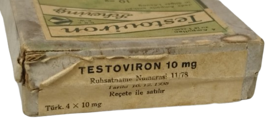 1956 TARİHLİ SCHERING TESTOVIRON AMPUL KUTUSU - 4×10 mg - ALMANYA BERLIN ÜRETİMİ - ÇOK NADİR