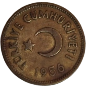 1956 TC 25 KURUŞ TÜRKİYE CUMHURİYETİ PİRİNC 14.376.000 ADET DARPEDİLMİSTİR