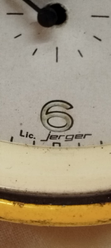 1960-65 ORİJİNAL TANSA KURMALI ÇİFT ÇANLI MEKANİK MASA SAATİ - JERGER LİSANSLI - SARI KASA 