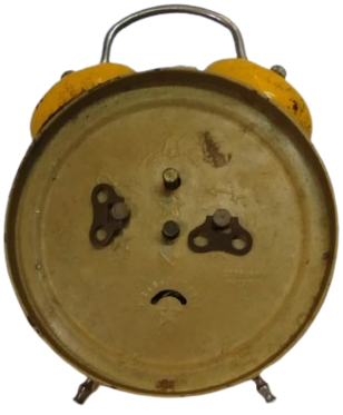 1960-65 ORİJİNAL TANSA KURMALI ÇİFT ÇANLI MEKANİK MASA SAATİ - JERGER LİSANSLI - SARI KASA 