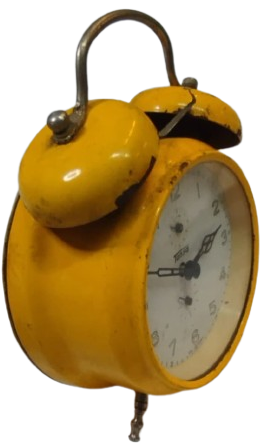 1960-65 ORİJİNAL TANSA KURMALI ÇİFT ÇANLI MEKANİK MASA SAATİ - JERGER LİSANSLI - SARI KASA 