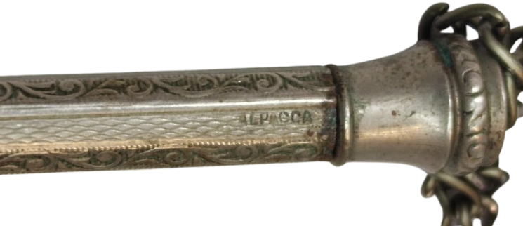 1890-1915 DÖNEMİ OSMANLI ALPAKA ZİNCİRLİ KURŞUN KALEM TAMAMEN EL İŞÇİLİKLİ ALPACCA DAMGALI ÇOK NADİR