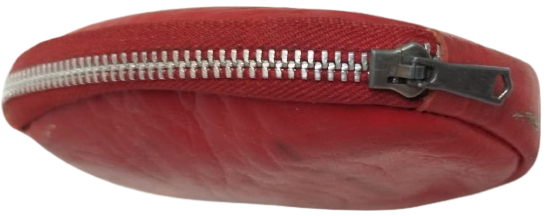 1960 KIRMIZI DERİ PARA CANTASI İCİNDE PARA OLAN FERMUARLI BAYAN CUZDAN