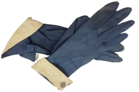 1940  VINTAGE BAYAN LACİVERT (NAVY BLUE)  İNCE ZARİF KUMAŞ AKŞAM FORMAL ELDİVEN