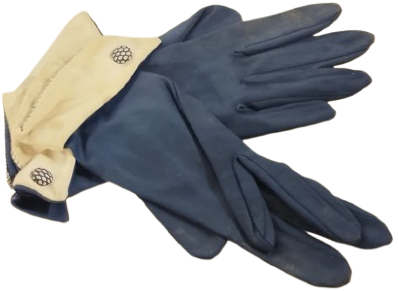 1940  VINTAGE BAYAN LACİVERT (NAVY BLUE)  İNCE ZARİF KUMAŞ AKŞAM FORMAL ELDİVEN