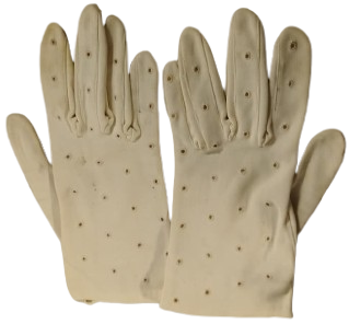 1950 LER  VINTAGE BAYAN AKŞAM FORMAL ELDİVEN KLASİK KREM BEYAZ RENKLİ, KISA BİLEK BOYU 