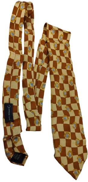 İTALY COTTON BAR LÜKS %100 İPEK DAMALI AY ÇİÇEĞİ DESENLİ KRAVAT