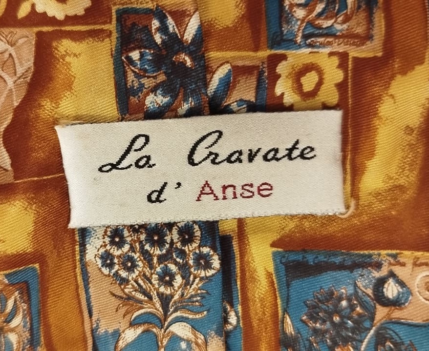 LA CRAVATE D'ANSE İTALY  LÜKS VİNTAGE %100 İPEK SANATSAL BLOK DESENLİ KRAVAT BOYUN BAĞI
