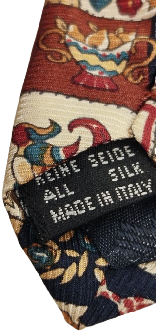 LA CRAVATE D'ANSE İTALY  LÜKS VİNTAGE %100 İPEK SANATSAL BLOK DESENLİ KRAVAT BOYUN BAĞI