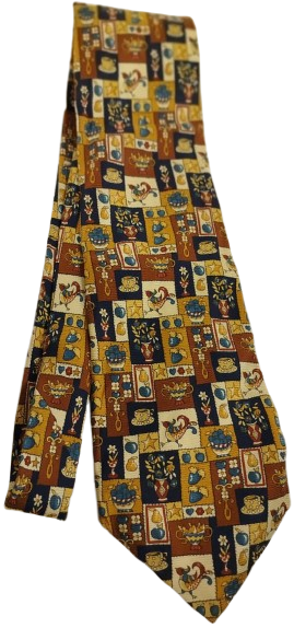 LA CRAVATE D'ANSE İTALY  LÜKS VİNTAGE %100 İPEK SANATSAL BLOK DESENLİ KRAVAT BOYUN BAĞI