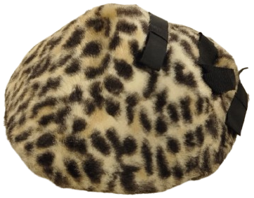 1950 LER DÖNEMİNE AİT VINTAGE LEOPAR DESENLİ KÜRK  BAYAN BERET (BERE ŞAPKA) BAYAN SAPKA