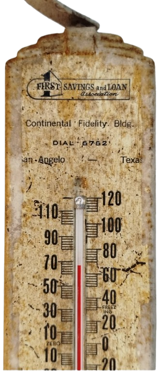 USA METAL FERST SAVİNGS AND LGAM METAL AYAKLI TERMOMETRE EV İCİ SICAKLIK SOGUKLUK OLCER DERECE CAM CUBUK İCERSİNDE KIRMIZI CIVA 