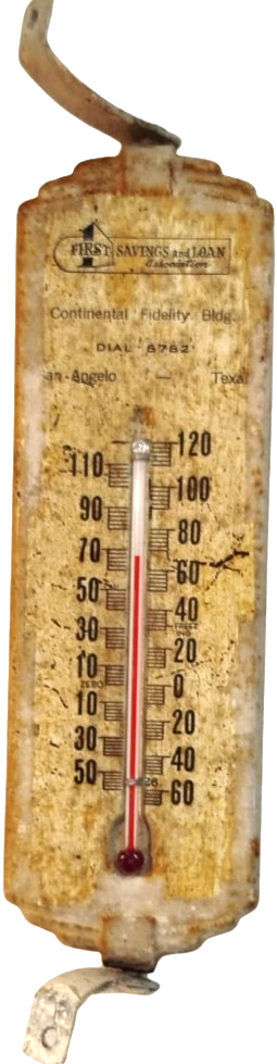 USA METAL FERST SAVİNGS AND LGAM METAL AYAKLI TERMOMETRE EV İCİ SICAKLIK SOGUKLUK OLCER DERECE CAM CUBUK İCERSİNDE KIRMIZI CIVA 