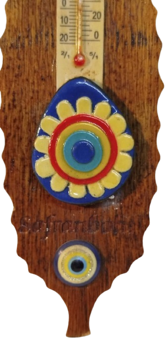 SAFRANBOLU HATIRASI TERMOMETRE EV İCİ SICAKLIK SOGUKLUK OLCER DERECE CAM CUBUK İCERSİNDE KIRMIZI CIVA