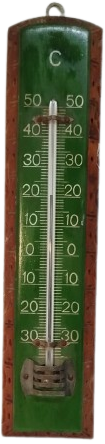 1940 AHSAP TERMOMETRE EV İCİ SICAKLIK SOGUKLUK OLCER DERECE CAM CUBUK İCERSİNDE KIRMIZI CIVA