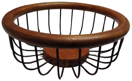 BADA VOVA KASESİ AVRUPA SANATCI TASARIM URUNU BASKET FORMUNDA MEYVE SEPETİ  CELİK VE ZEYTİN AGACINDAN