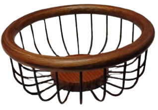 BADA VOVA KASESİ AVRUPA SANATCI TASARIM URUNU BASKET FORMUNDA MEYVE SEPETİ  CELİK VE ZEYTİN AGACINDAN