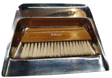 1970 BALLY MASA UZERİ TEMİZLEME FARAS VE FIRCA KROM CELİK PASLANMAZ 